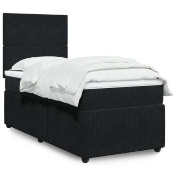 ARDEBO.de - Boxspringbett mit Matratze Schwarz 100x200 cm Samt