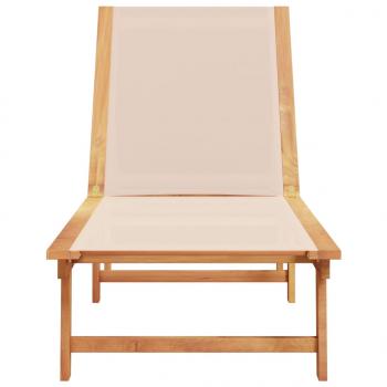 Sonnenliege Creme Massivholz Akazie und Textilene
