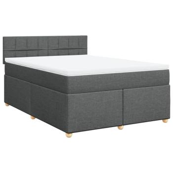Boxspringbett mit Matratze Dunkelgrau 140x190 cm Stoff