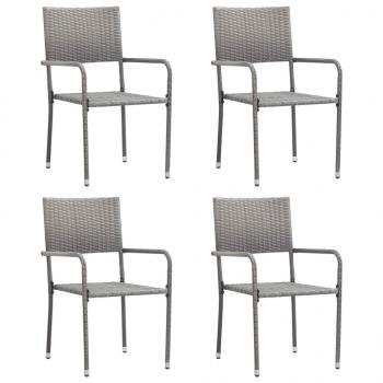 ARDEBO.de - Garten-Essstühle 4 Stk. Stapelbar Grau Polyrattan