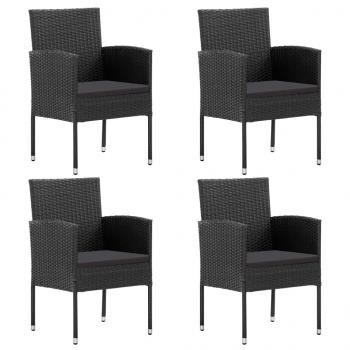 ARDEBO.de - Gartenstühle mit Kissen in Schwarz 4 Stk. Schwarz Polyrattan