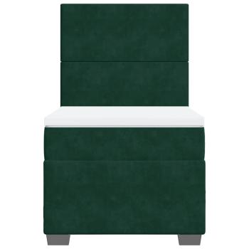 Boxspringbett mit Matratze Dunkelgrün 90x200 cm Samt