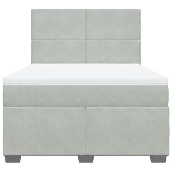 Boxspringbett mit Matratze Hellgrau 160x200 cm Samt