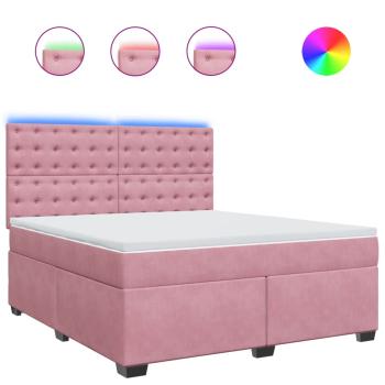 Boxspringbett mit Matratze Rosa 180x200 cm Samt