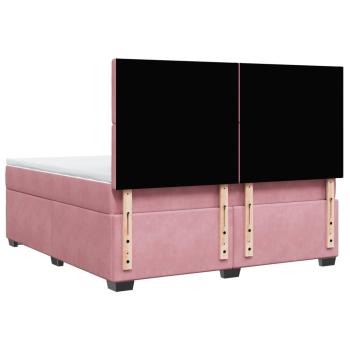 Boxspringbett mit Matratze Rosa 180x200 cm Samt