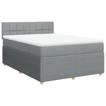 Boxspringbett mit Matratze Hellgrau 140x190 cm Stoff