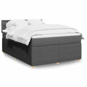 ARDEBO.de - Boxspringbett mit Matratze Dunkelgrau 140x190 cm Stoff