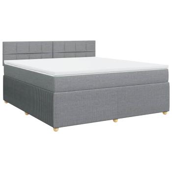ARDEBO.de - Boxspringbett mit Matratze Hellgrau 180x200 cm Stoff