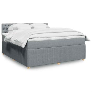 ARDEBO.de - Boxspringbett mit Matratze Hellgrau 180x200 cm Stoff