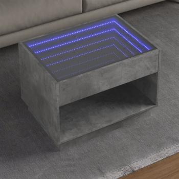 ARDEBO.de - Couchtisch mit Infinity-LED Betongrau 70x50x50 cm