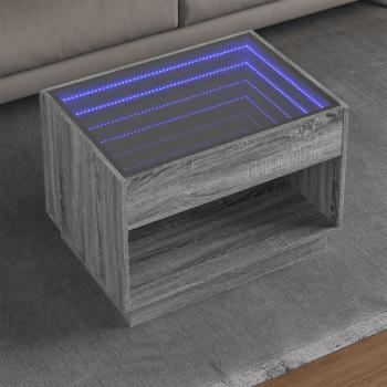 ARDEBO.de - Couchtisch mit Infinity-LED Grau Sonoma 70x50x50 cm