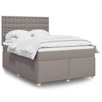 ARDEBO.de - Boxspringbett mit Matratze Taupe 140x190 cm Stoff