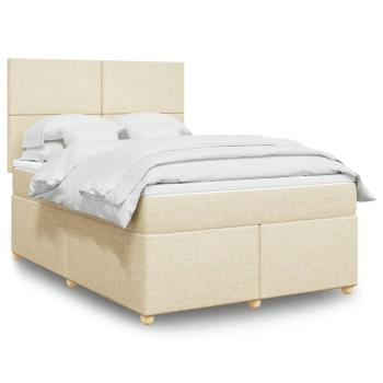 ARDEBO.de - Boxspringbett mit Matratze Creme 140x200 cm Stoff