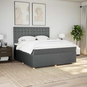 ARDEBO.de - Boxspringbett mit Matratze Dunkelgrau 180x200 cm Stoff