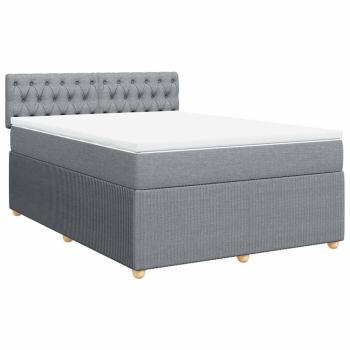 ARDEBO.de - Boxspringbett mit Matratze Hellgrau 160x200 cm Stoff