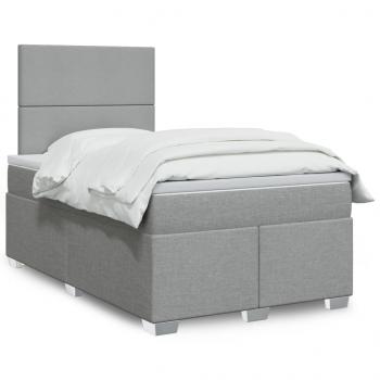 ARDEBO.de - Boxspringbett mit Matratze Hellgrau 120x200 cm Stoff