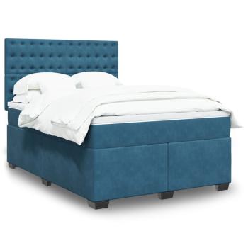 ARDEBO.de - Boxspringbett mit Matratze Blau 140x200 cm Samt