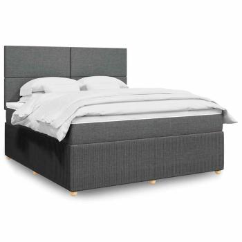 ARDEBO.de - Boxspringbett mit Matratze Dunkelgrau 180x200 cm Stoff