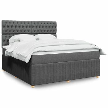 ARDEBO.de - Boxspringbett mit Matratze Dunkelgrau 180x200 cm Stoff