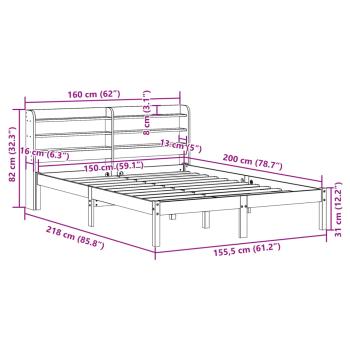Massivholzbett ohne Matratze Weiß 150x200 cm Kiefernholz