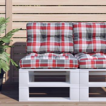ARDEBO.de - Palettenkissen Rot Karomuster 60x40x12 cm Stoff