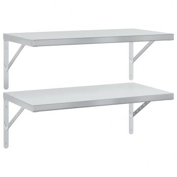 ARDEBO.de - Wandregale 2 Stk. 75x40 cm Silbern Edelstahl