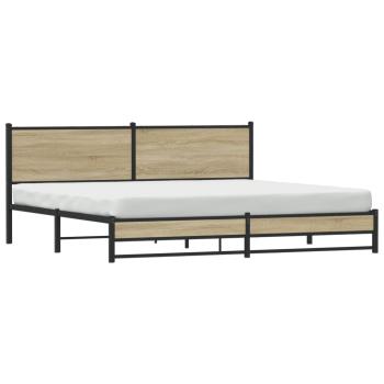 Metallbett ohne Matratze Sonoma-Eiche 193x203 cm