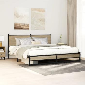 ARDEBO.de - Metallbett ohne Matratze Sonoma-Eiche 180x200 cm