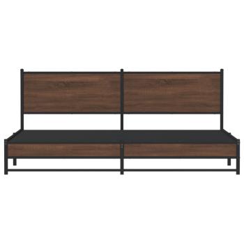 Metallbett ohne Matratze Braun Eichen-Optik 193x203 cm