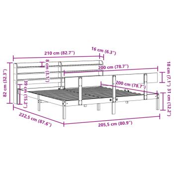 Massivholzbett ohne Matratze Weiß 200x200 cm Kiefernholz