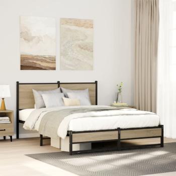 ARDEBO.de - Metallbett ohne Matratze Sonoma-Eiche 137x190 cm