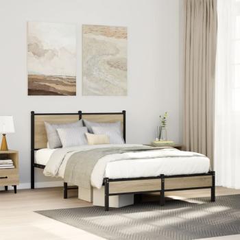 ARDEBO.de - Metallbett ohne Matratze Sonoma-Eiche 120x200 cm