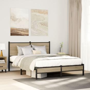 ARDEBO.de - Metallbett ohne Matratze Sonoma-Eiche 150x200 cm