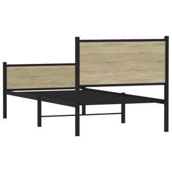 Metallbett ohne Matratze Sonoma-Eiche 107x203 cm