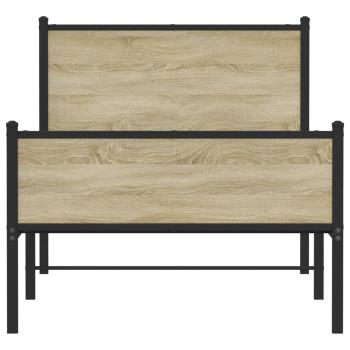 Metallbett ohne Matratze Sonoma-Eiche 100x190 cm