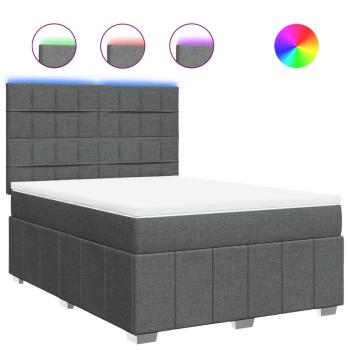 ARDEBO.de - Boxspringbett mit Matratze Dunkelgrau 140x190 cm Stoff