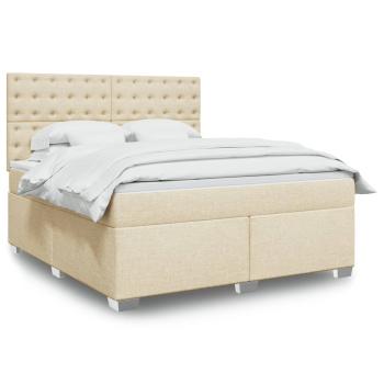 ARDEBO.de - Boxspringbett mit Matratze Creme 180x200 cm Stoff