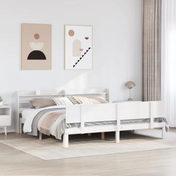 ARDEBO.de - Bettgestell mit Kopfteil ohne Matratze Weiß 180x200 cm