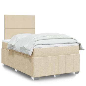 ARDEBO.de - Boxspringbett mit Matratze Creme 120x200 cm Stoff