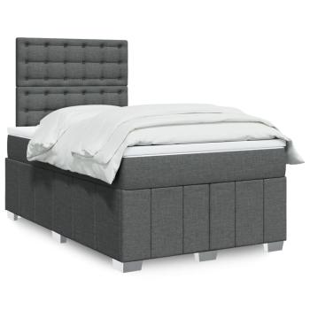 ARDEBO.de - Boxspringbett mit Matratze Dunkelgrau 120x200 cm Stoff