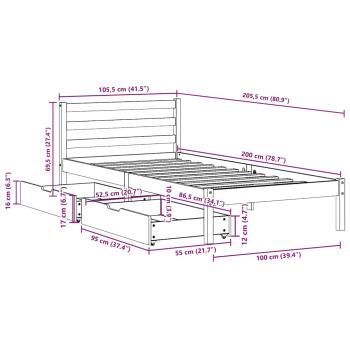 Massivholzbett ohne Matratze Wachsbraun 100x200 Kiefernholz