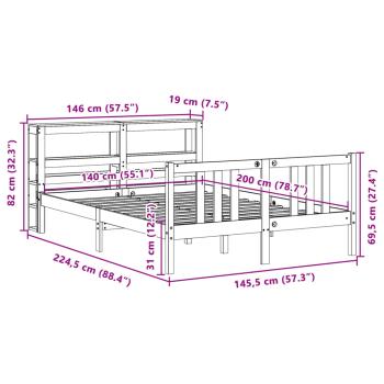 Bettgestell mit Kopfteil ohne Matratze Weiß 140x200 cm