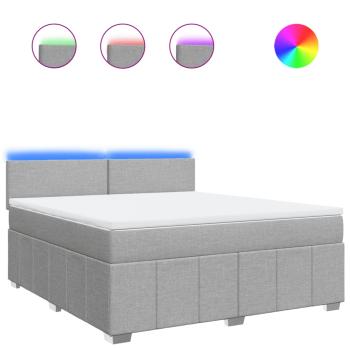 ARDEBO.de - Boxspringbett mit Matratze Hellgrau 180x200 cm Stoff