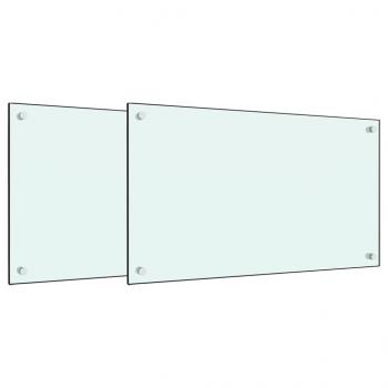 Küchenrückwände 2 Stk. Weiß 70x50 cm Hartglas