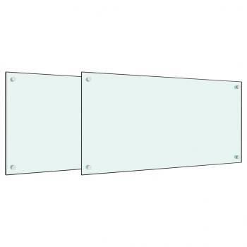 Küchenrückwände 2 Stk. Weiß 80x40 cm Hartglas