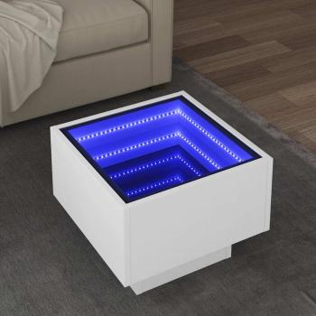 ARDEBO.de - Beistelltisch mit LED Weiß 40x40x30 cm Holzwerkstoff