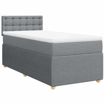 Boxspringbett mit Matratze Hellgrau 100x200 cm Stoff