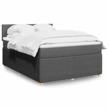 ARDEBO.de - Boxspringbett mit Matratze Dunkelgrau 140x190 cm Stoff