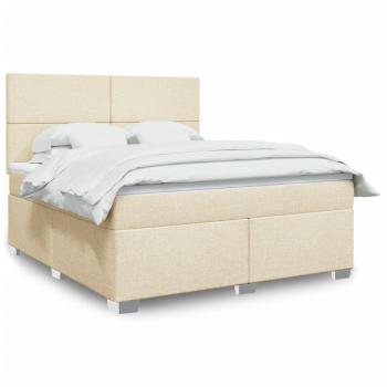 ARDEBO.de - Boxspringbett mit Matratze Creme 180x200 cm Stoff