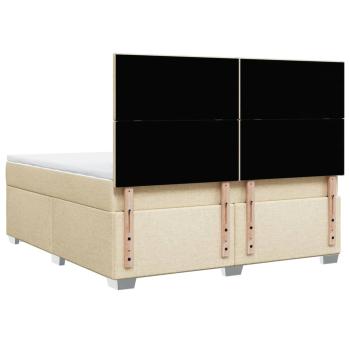 Boxspringbett mit Matratze Creme 180x200 cm Stoff